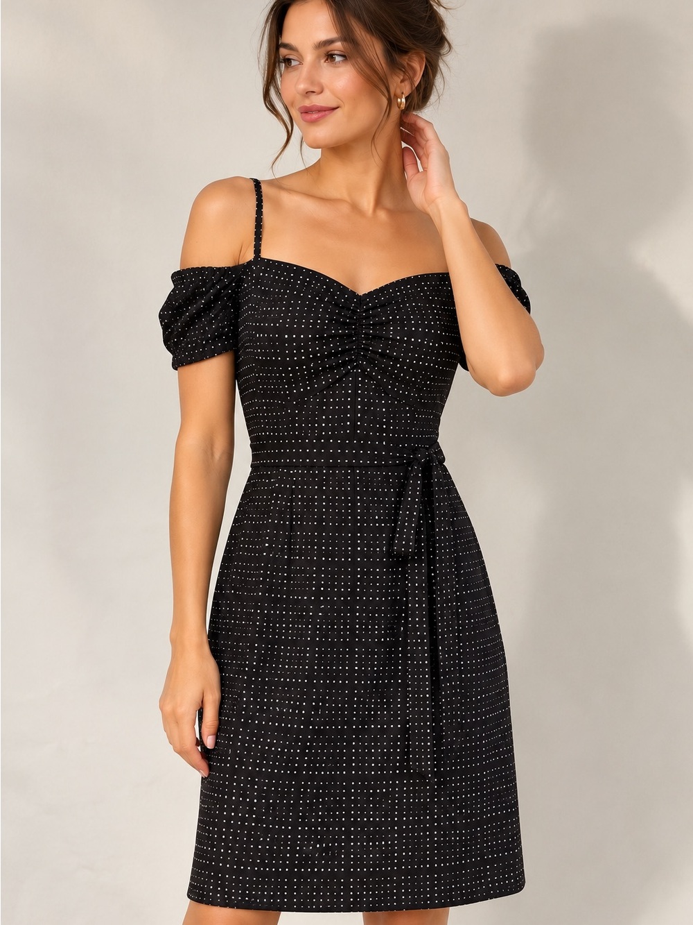 Banana Republic Black & White Ruched Fit & Flare Dress – Size 10